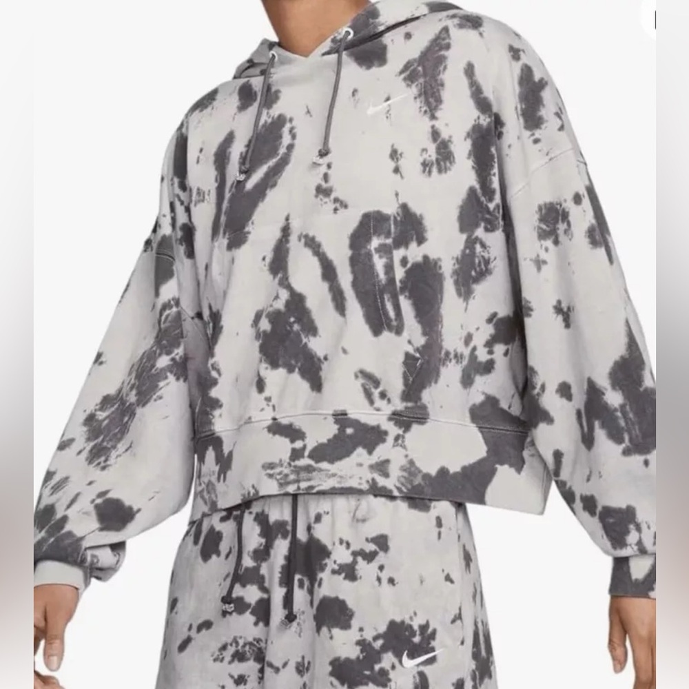 Nike Gray and Black Tie-Dye Hoodie